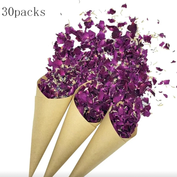 30 Packs Wedding Dried Flower Petal Confetti with 1 White Cone Box - Picture 3 of 8